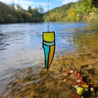 Image 2 of Stained Glass Fishing Lure - Yellow, Green, Orange and Blue