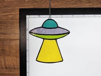 Image 3 of Stained Glass UFO - Blue, Purple, Green, & Yellow