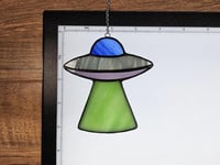 Image 3 of Stained Glass UFO - Blue, Gray, Purple, & Green