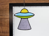 Image 3 of Stained Glass UFO - Yellow, Blue, Green, & Purple
