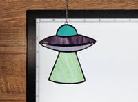 Image 3 of Stained Glass UFO - Blue, Purple, & Green