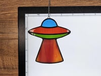 Image 3 of Stained Glass UFO - Blue, Green, & Orange