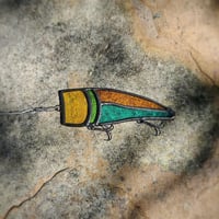 Image 3 of Stained Glass Fishing Lure - Yellow, Green, Orange and Blue