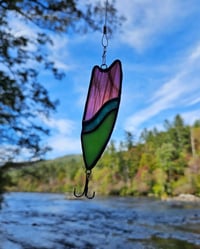 Image 3 of Stained Glass Fishing Lure - Green, Blue, & Purple