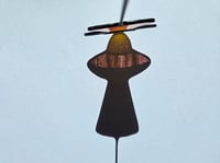 Image 3 of Stained Glass UFO Plant Stake - Yellow, Purple, Green, & Orange