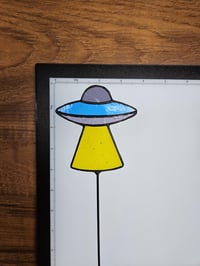 Image 4 of Stained Glass UFO Plant Stake - Purple, Blue, & Yellow