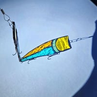 Image 4 of Stained Glass Fishing Lure - Yellow, Green, Orange and Blue
