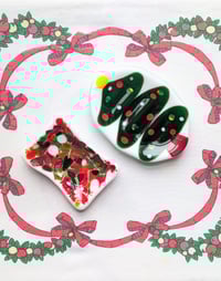 Image 1 of Fused Glass Christmas Soap or Trinket Dishes