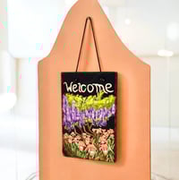 Image 4 of Chinese Wisteria and Peach Irises - Painted Slate Rectangle (202502SL)