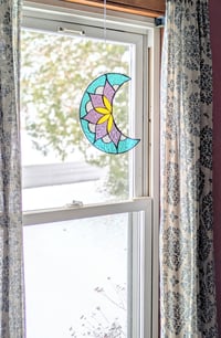 Image 4 of Stained Glass Moon Mandala Window Hanging