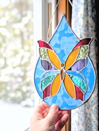 Image 3 of Stained Glass Patchwork Teardrop Butterfly