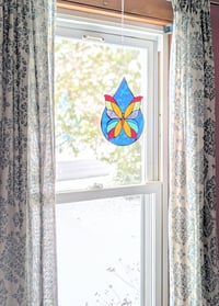 Image 2 of Stained Glass Patchwork Teardrop Butterfly