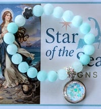 Image 3 of Aqua Agate Mermaid Dust Bracelet – Handmade Cape Cod Gemstone Jewelry, Coastal Gift for Her