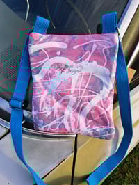 Image 2 of Pink White Teal Resist Print Rainbow Two Zip Crossbody Bag 