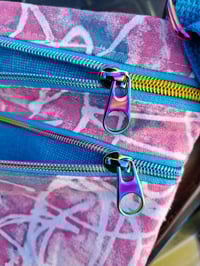 Image 4 of Pink White Teal Resist Print Rainbow Two Zip Crossbody Bag 