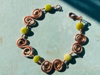 Image 1 of copper spiral bracelet with green turquoise-db8c2245