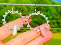 Image 3 of amazonite and quartz hoop earrings