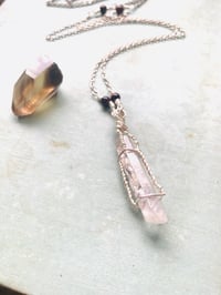 Image 2 of Wire Wrapped Crystal on Silver Chain with Red Tigers Eye