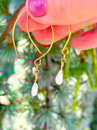 Image 1 of Moonstone gold dangle earrings