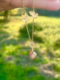 Image 1 of Gold wire wrapped sunstone and citrine necklace
