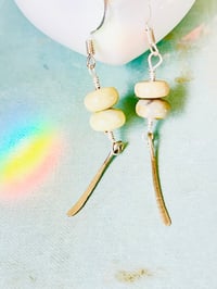 Image 1 of Butter jade and silver wire earrings