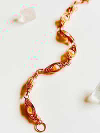 Image 4 of wire wrapped pearl and copper bracelet