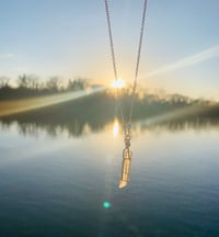 Image 4 of Wire Wrapped Crystal on Silver Chain with Red Tigers Eye