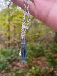 Image 4 of kyanite and labradorite silver wire wrapped necklace