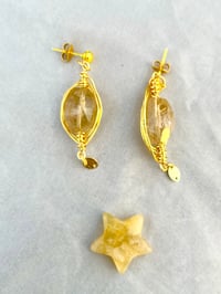 Image 4 of Rutilated quartz wire wrapped gold post earrings