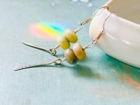 Image 3 of Butter jade and silver wire earrings