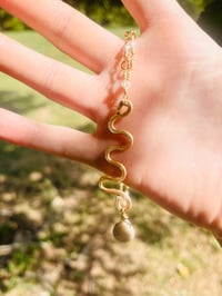 Image 3 of squiggle y necklace with labradorite chain and sage amethyst