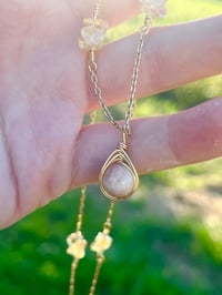 Image 3 of Gold wire wrapped sunstone and citrine necklace