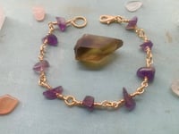 Image 1 of Gold wire wrapped amethyst bracelet