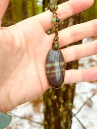 Image 3 of Jasper wire wrapped necklace in antique copper wire