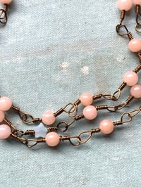 Image 2 of Wire Wrapped Rose Quartz and Amazonite Beaded Bracelet