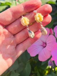 Image 1 of vintage beads and sage amethyst dangle earrings