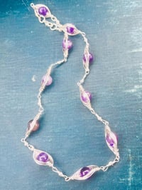 Image 2 of silver wire wrapped amethyst necklace