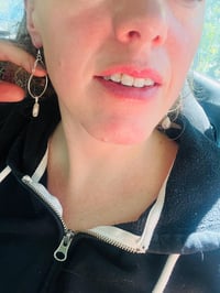 Image 2 of sage amethyst and labradorite hoop earrings in silver