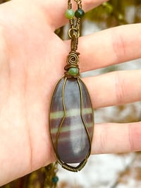 Image 4 of Jasper wire wrapped necklace in antique copper wire
