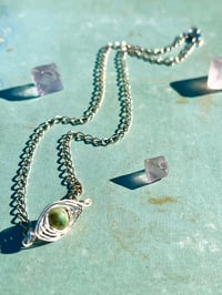 Image 1 of Silver wire wrapped amazonite stone necklace