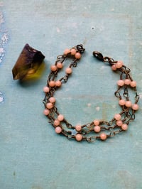 Image 3 of Wire Wrapped Rose Quartz and Amazonite Beaded Bracelet