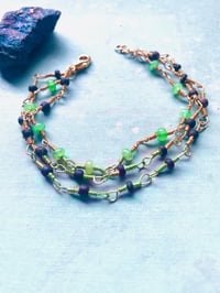 Image 1 of Green Adventurine and Wood Beaded Layered Bracelet