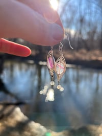 Image 3 of Purple fluorite wire wrapped earrings in silver