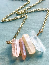 Image 1 of pastel aura quartz gold necklace