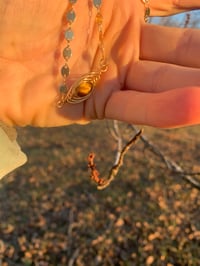 Image 1 of Wire wrapped gold tigers eye necklace