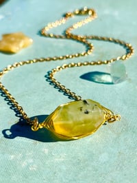 Image 2 of Wire wrapped yellow tourmaline stone necklace in gold