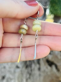 Image 4 of Butter jade and silver wire earrings
