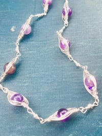 Image 4 of silver wire wrapped amethyst necklace