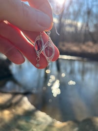 Image 4 of Purple fluorite wire wrapped earrings in silver