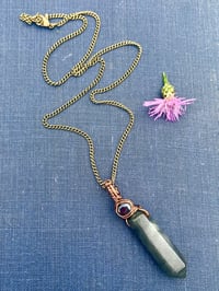 Image 2 of Labradorite and garnet wire wrapped copper necklace